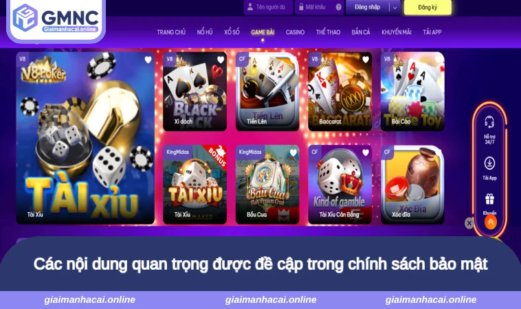 Các nội dung quan trọng được đề cập trong chính sách bảo mật