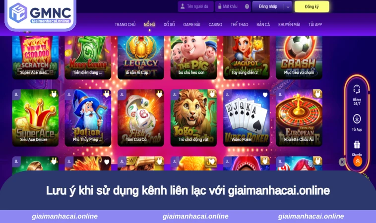 Lưu ý khi sử dụng kênh liên lạc với giaimanhacai.online